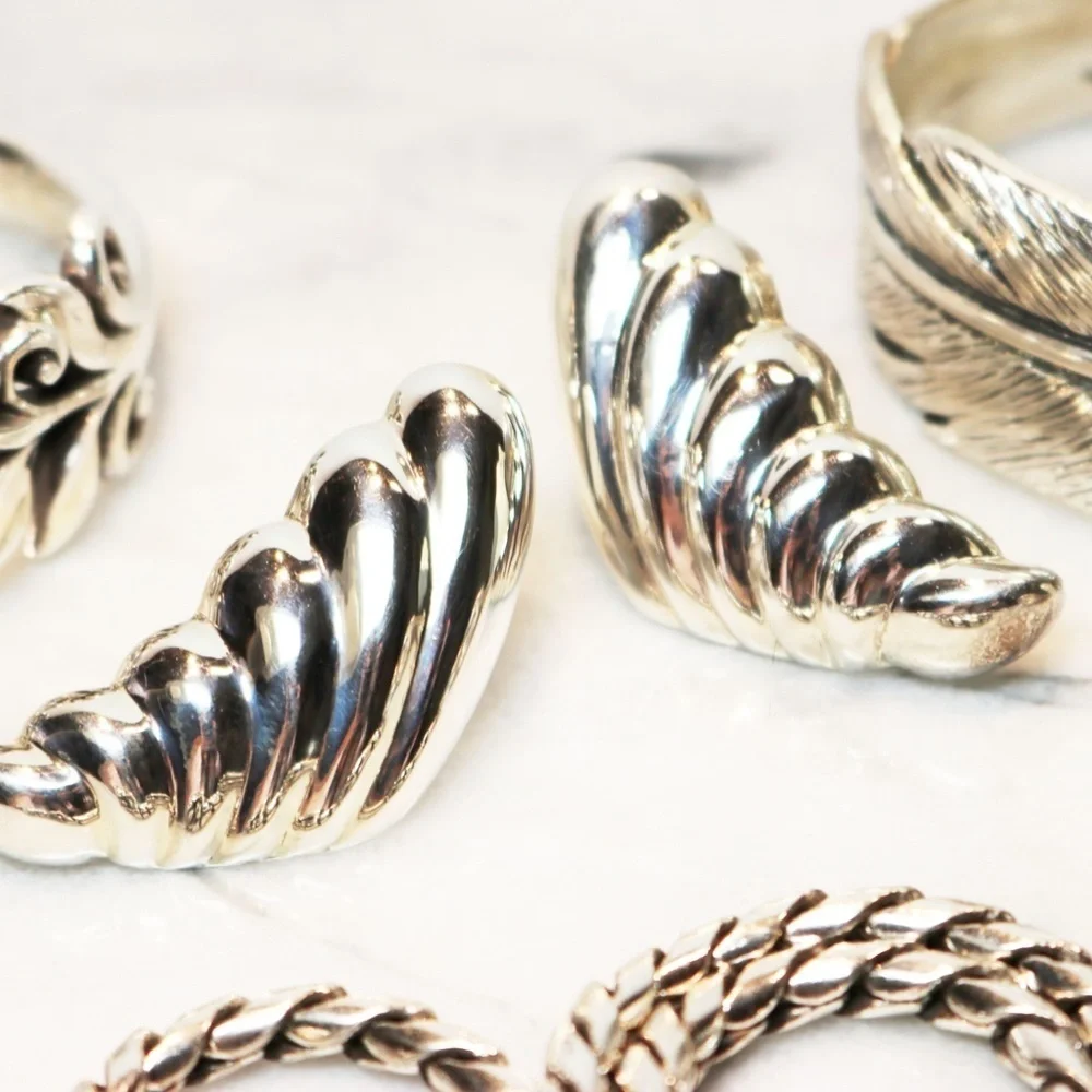 STERLING SILVER BUTTERFLY WING EARRINGS